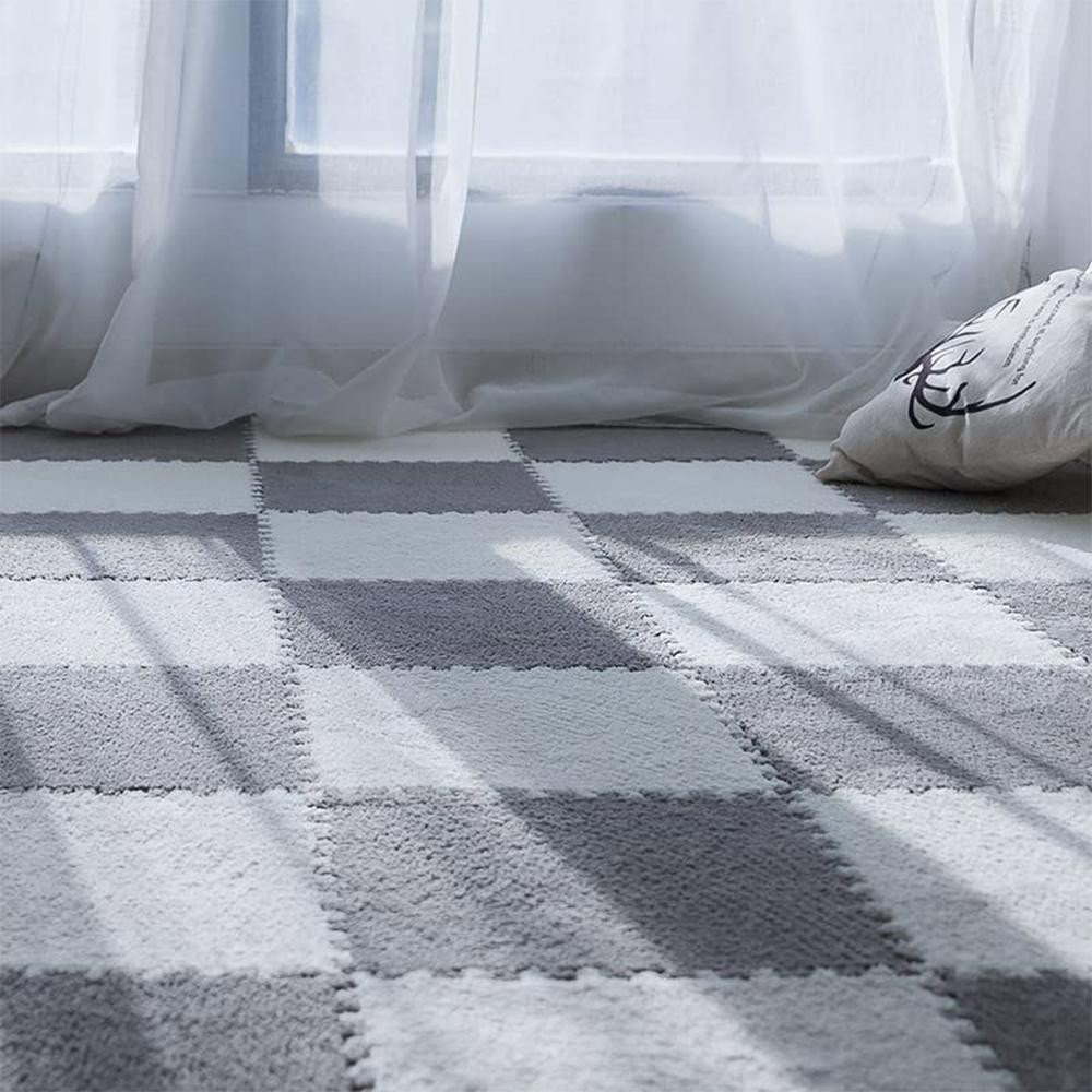 Set 10 Piese Covor tip Puzzle, Flippy, Spuma EVA, Pufos, 30 x 30 x 1 cm, Gri [3]