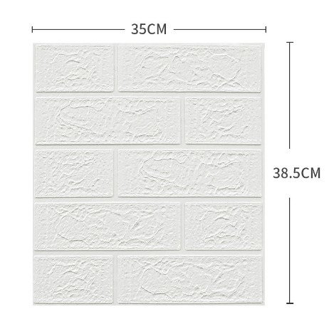 Set 10 Placi Tapet 3D, Flippy, 35 x 38 cm, Grosime 3 mm, din Polietilena, Model Caramida, Suprafata acoperita 1.33 mp, Alb [8]