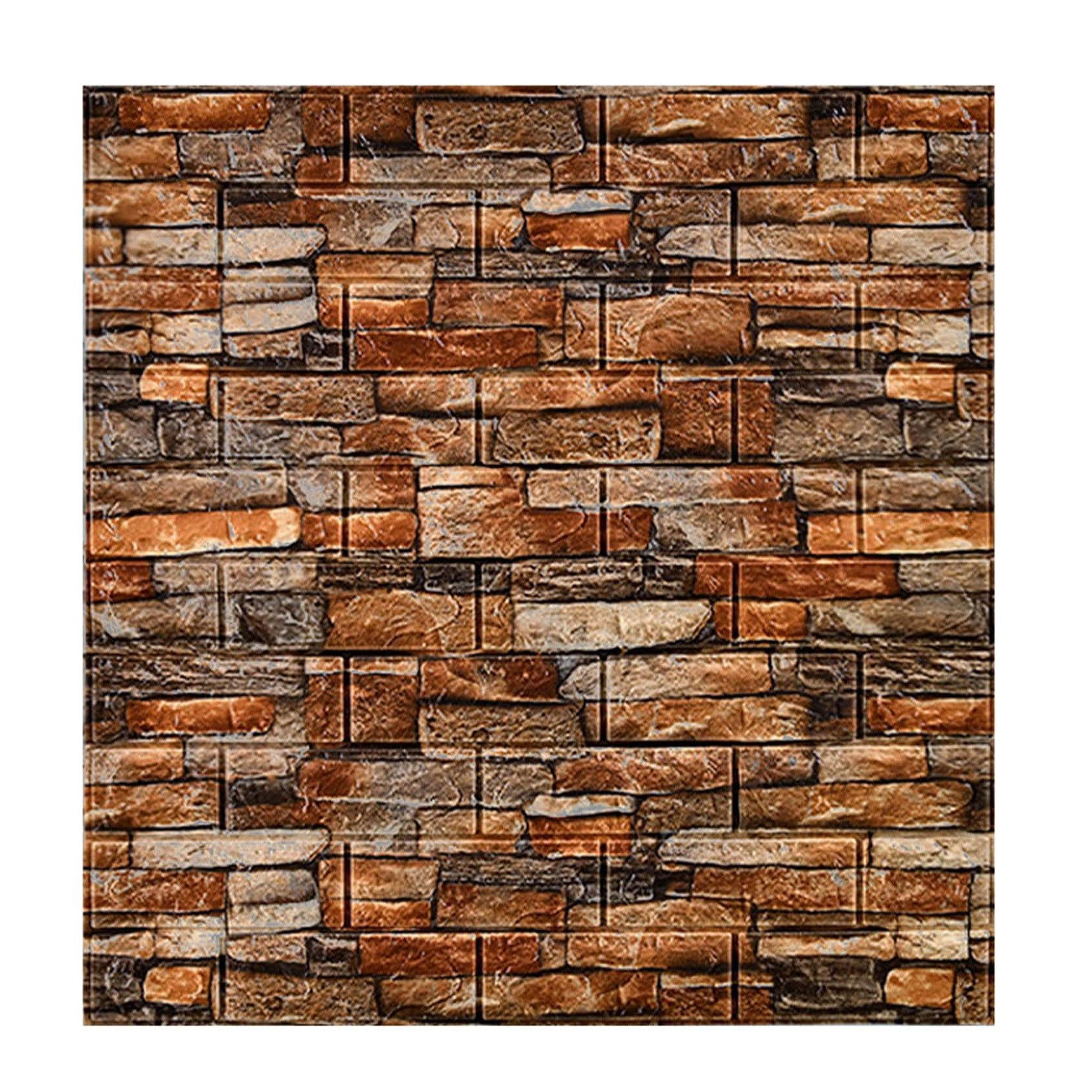 TeoMarket - Set 10 Placi Tapet 3D, Flippy, 70 x 77 cm, Grosime 3 mm, din Polietilena, Model Caramida, Suprafata acoperita 5.3 mp, Piatra Rosie