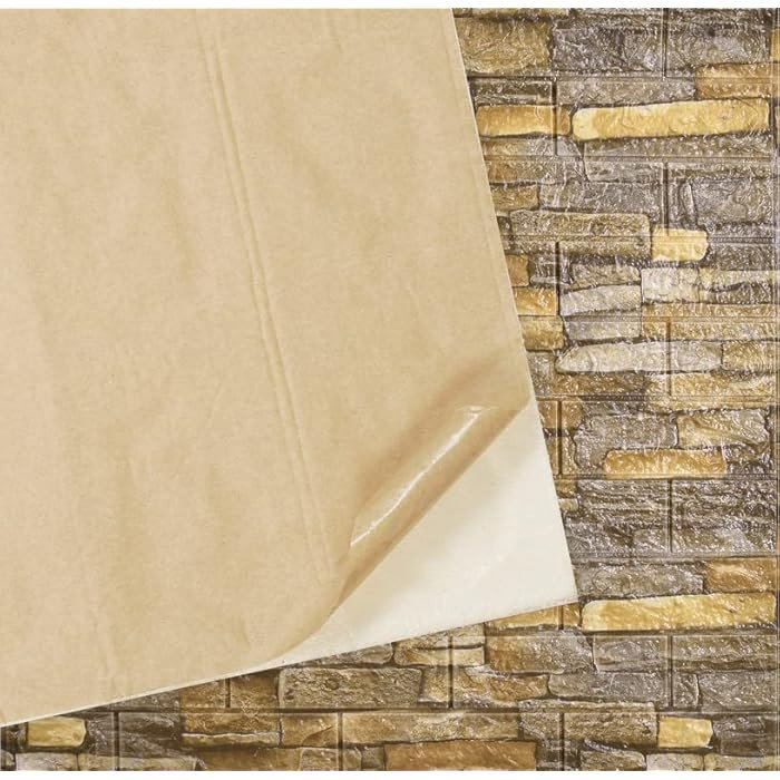 TeoMarket - Set 10 Placi Tapet 3D, Flippy, 70 x 77 cm, Grosime 3 mm, din Polietilena, Model Caramida, Suprafata acoperita 5.3 mp, Piatra Rosie