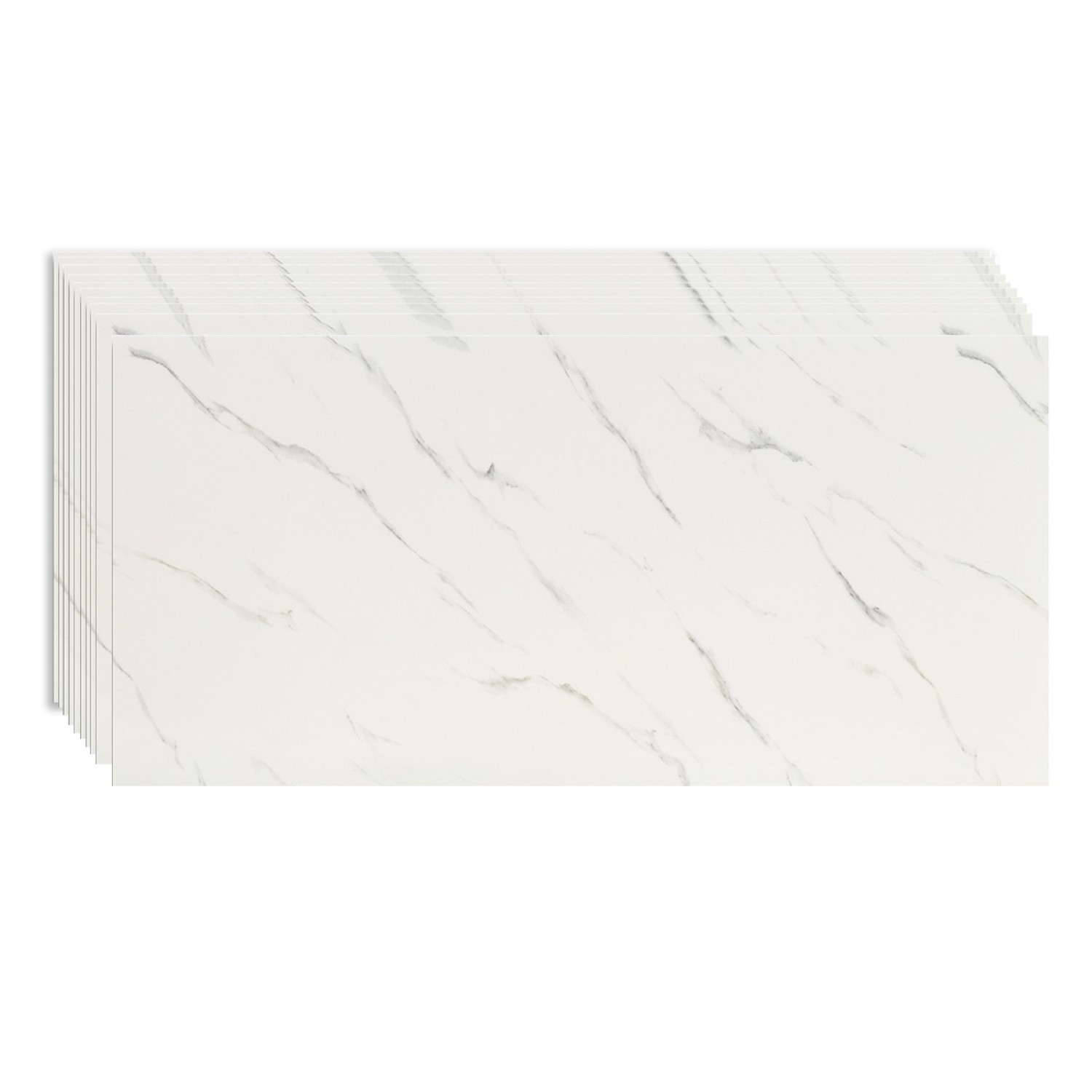 Set 10 Placi Tapet, Flippy, 60 x 30 cm, Grosime 1.5 mm, din PVC, Model Imitatie de Marmura, Suprafata acoperita 1.8 mp, Alb [3]