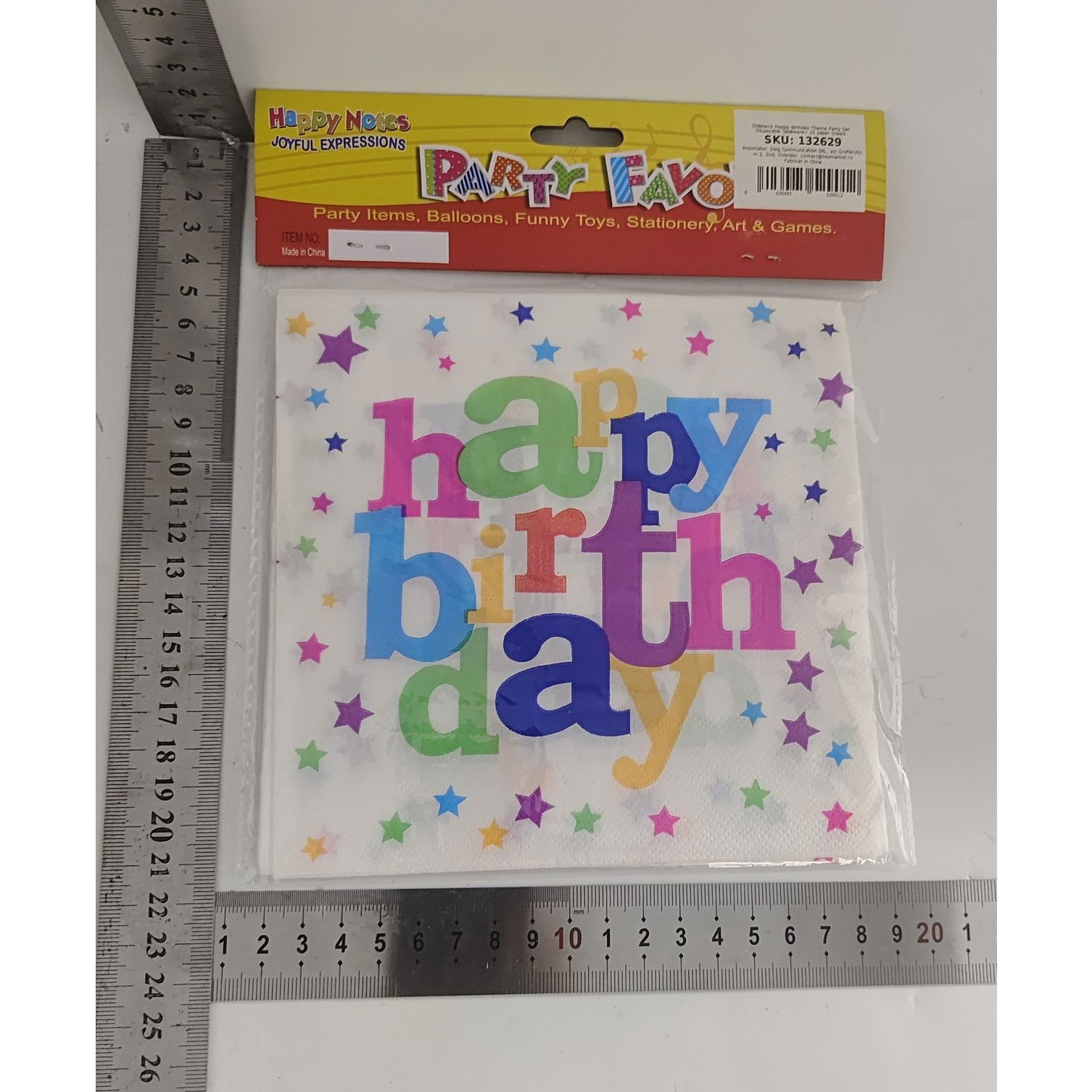 Set 10 Servetele de Masa, Flippy, Colectia Happy Birthday, 32 x 32 cm, din Hartie, Multicolor [6]