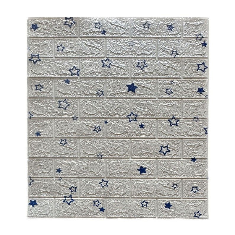 Pentru casa - Set 10 Placi de Tapet, Flippy, Autoadezive, 70 x 77 cm, Suprafata Acoperita 5.3 mp, din PVC, Model Stelute Albastre, Alb