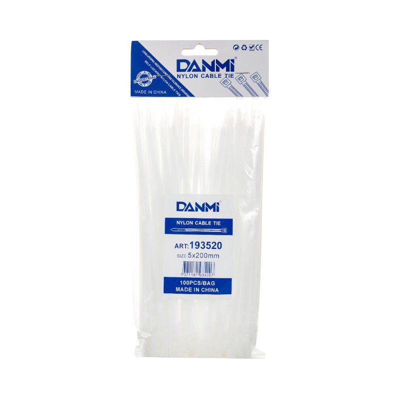 0 - 10 LEI - Set 100 Buc Soricei - Coliere de plastic, 100 mm x 3 mm, poliamida, Alb, Flippy