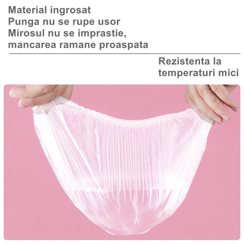 Set 100 Folie de Protectie Elastica pentru Alimente si Boluri Flippy, material plastic, prospetime, diametrul 12 - 40 cm [4]