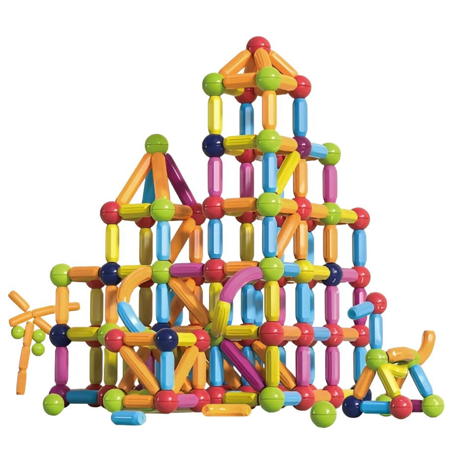 Jucarii - Set 100 Piese Magnetice de Constructie, Flippy, Magnetic Sticks, Bastonase si Bile, 3 Ani, ABS, Magnet, 24 x 18.5 x 14 cm, Multicolor
