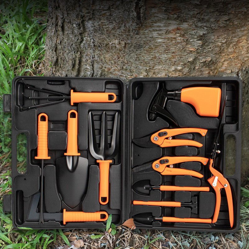 Set 12 accesorii pentru gradinarit Flippy, geanta depozitare inclusa, otel inoxidabil, 37 x 27 cm, portocaliu [5]