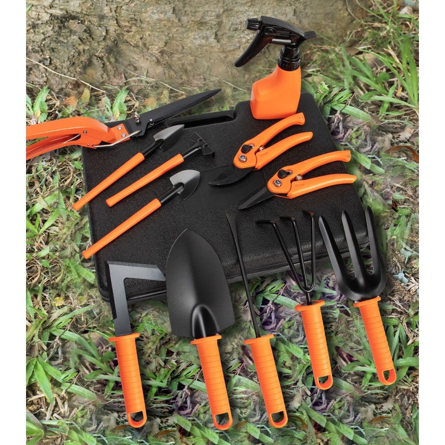 Set 12 accesorii pentru gradinarit Flippy, geanta depozitare inclusa, otel inoxidabil, 37 x 27 cm, portocaliu [6]