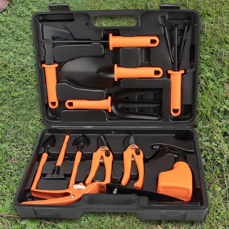 Set 12 accesorii pentru gradinarit Flippy, geanta depozitare inclusa, otel inoxidabil, 37 x 27 cm, portocaliu [10]