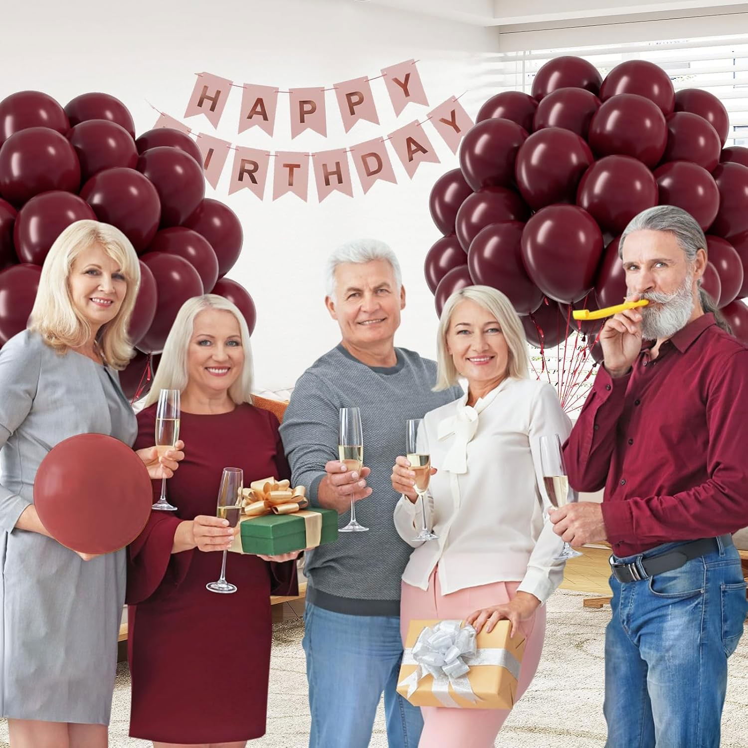 Set 12 Baloane, Flippy, din Latex Standard, 25 cm, Grena [5]