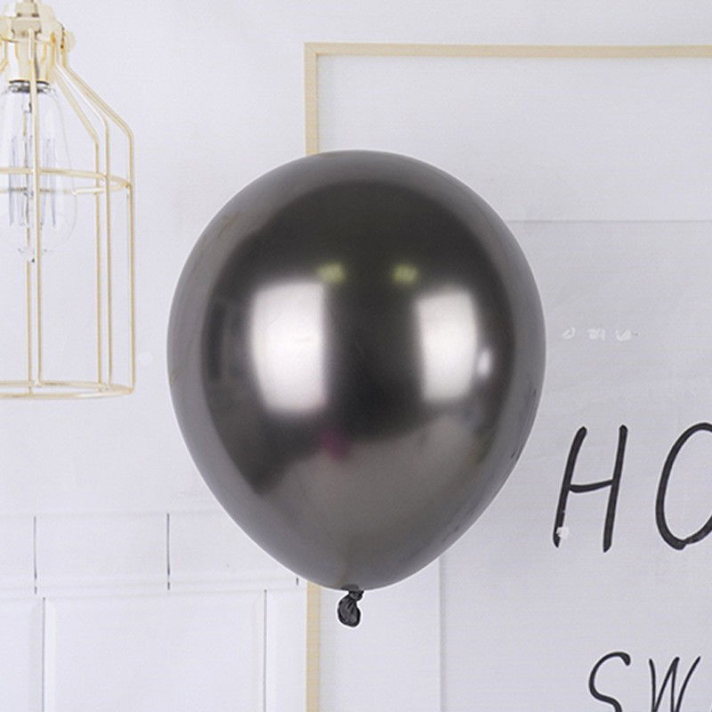 Set 12 Baloane, Flippy, din Latex Chrome, 13 cm, Negru [3]
