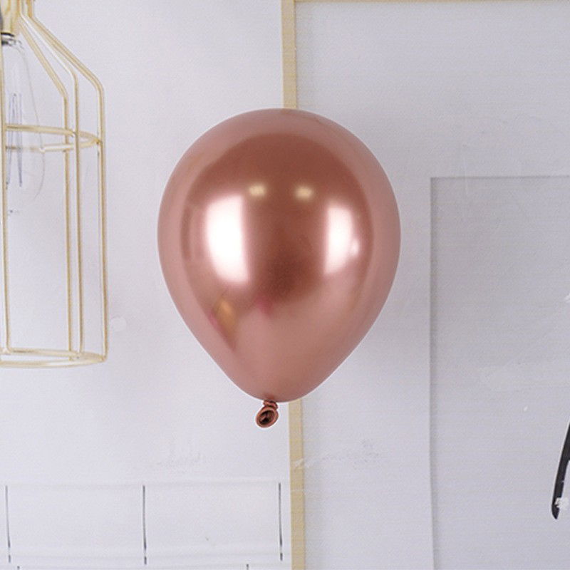 Baloane Latex - Set 12 Baloane, Flippy, din Latex Chrome, 13 cm, Roz-Auriu