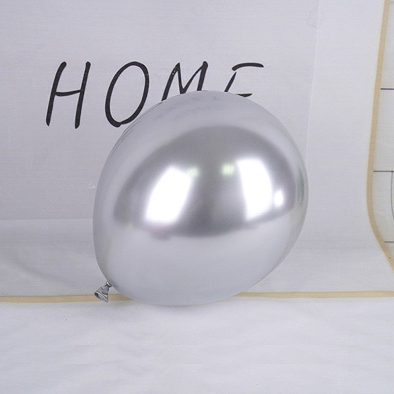 Set 12 Baloane, Flippy, din Latex Chrome, 13 cm, Argintiu [4]
