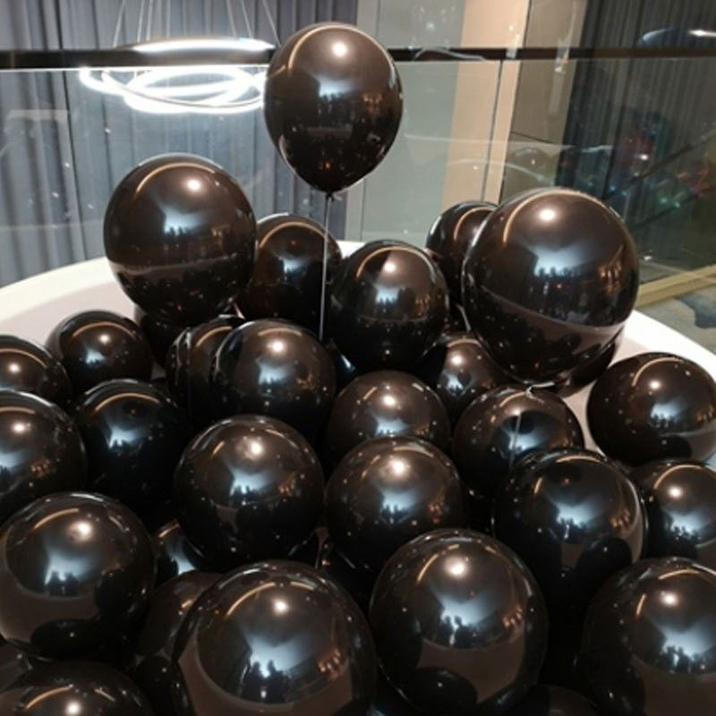 Baloane Latex - Set 12 Baloane, Flippy, din Latex Chrome, 30 cm, Negru