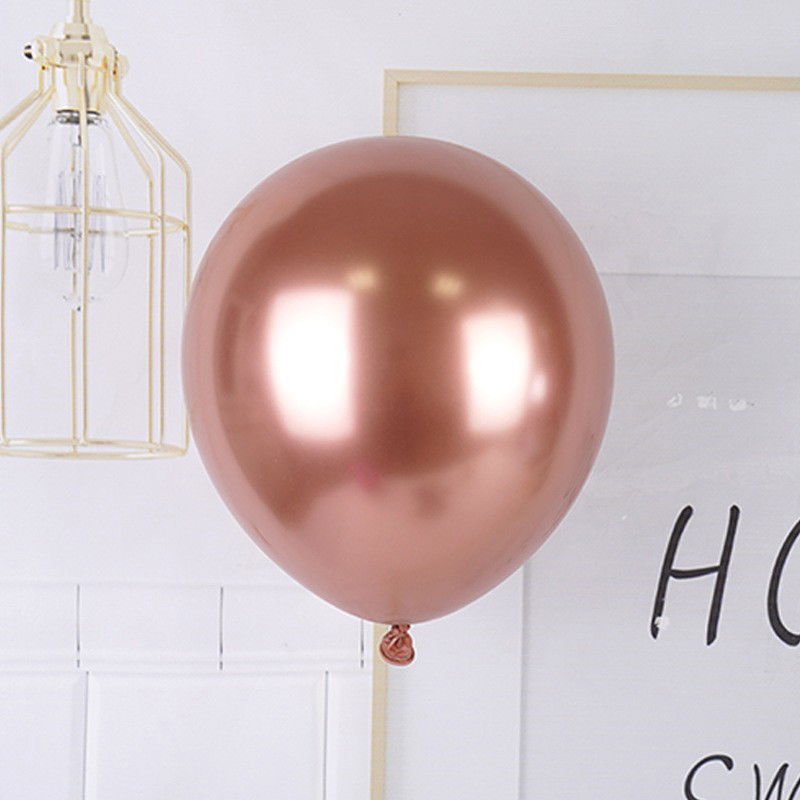 Set 12 Baloane, Flippy, din Latex Chrome, 30 cm, Roz-Auriu [3]