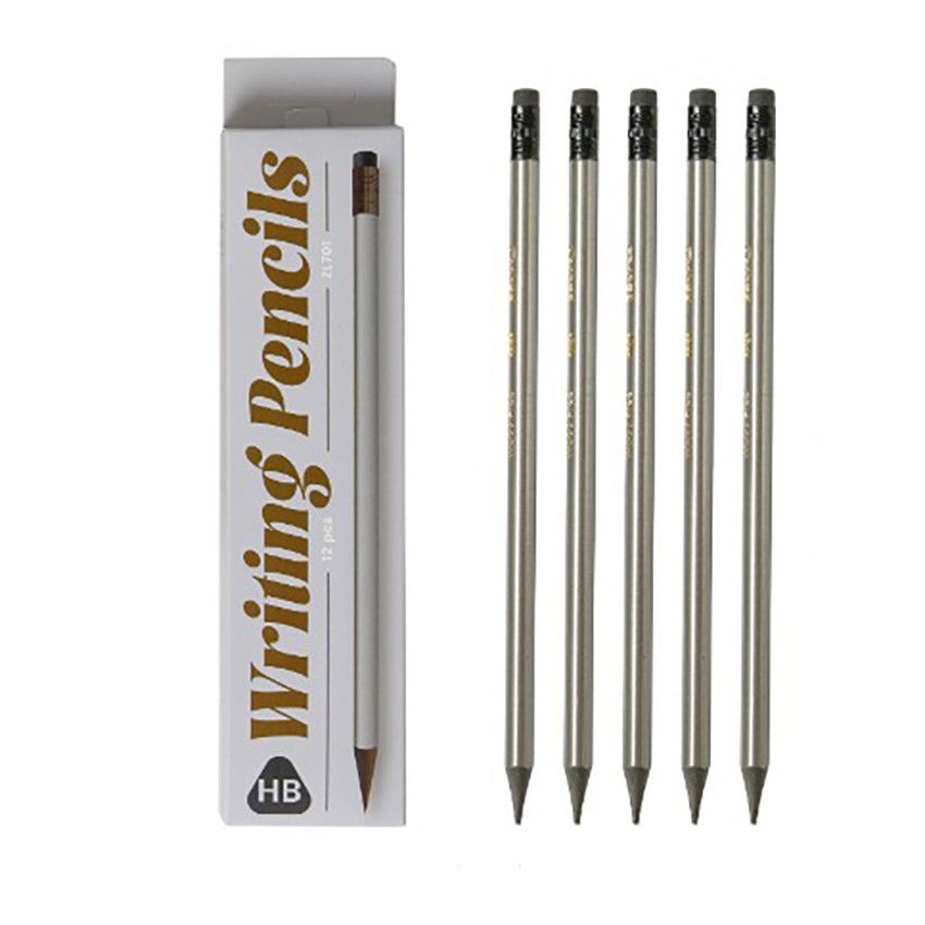 Set 12 Creioane Negre, Flippy, HB, pentru Scoala, cu Radiera, Model Gri, 19 cm [1]