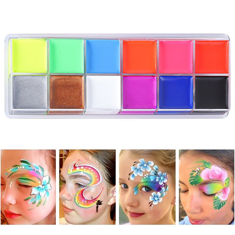 Paleta de Vopsea pentru Fata si Corp, Flippy, 12 Culori, Vopsea pe Baza de Ulei, 5.7 x 16 x 1 cm, Multicolor [6]