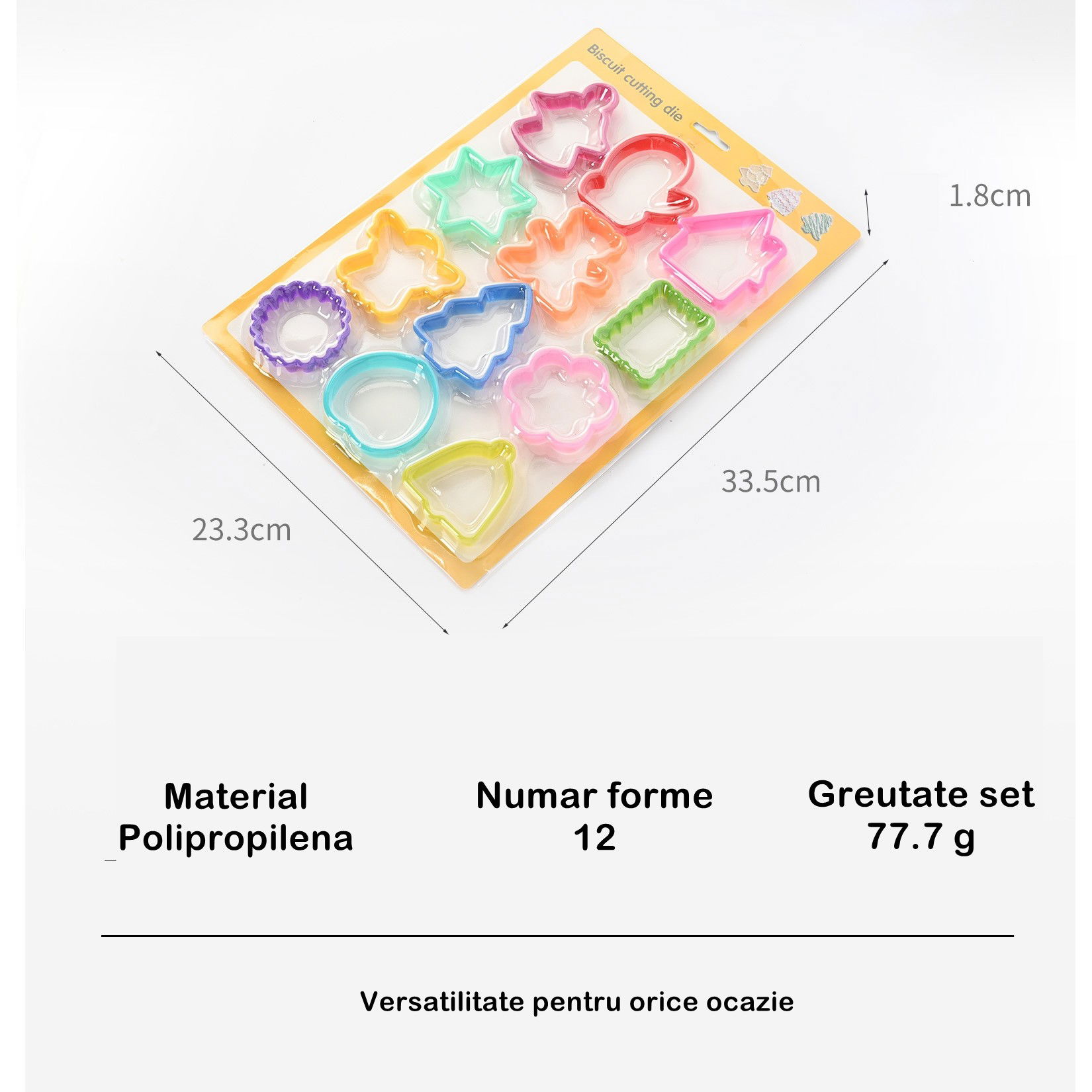 Set 12 forme pentru prajituri Flippy, material polipropilena, diverse forme, pentru orice ocazie, adancime 1.6 cm, 23.3 x 33.5 x 1.8 cm, multicolor [10]