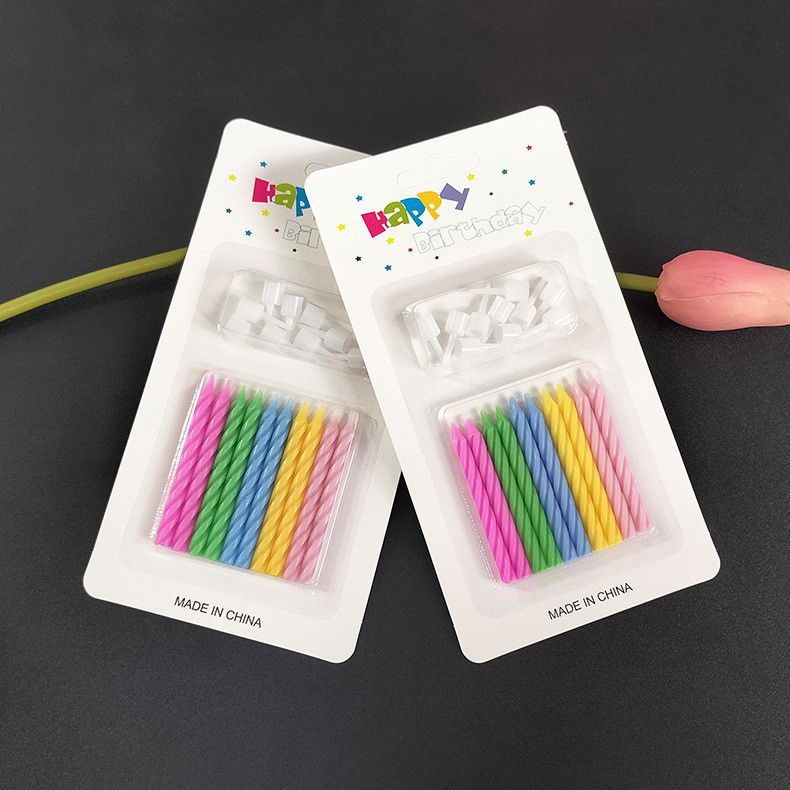 Set 12 Lumanari de Tort, Flippy, Model Spirala cu Suport, Party, 6.5 cm, din Parafina, Multicolor [3]