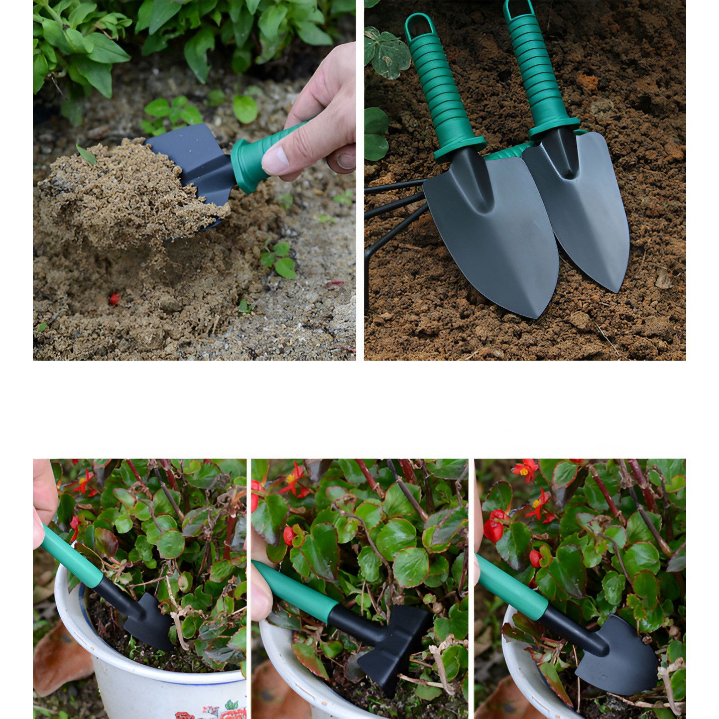 Set 12 Unelte de Gradina, Flippy, pentru Plantare Prelucrare Sol si Ingrijire Plante, Material PVC si Otel, Cutie Inclusa, 38 x 29 cm, Verde Deschis [4]