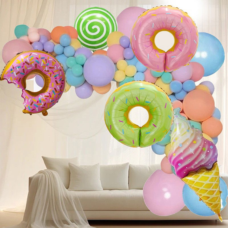 Set 124 Baloane, Flippy, din Latex si Folie de Aluminiu, Model Candy, Diferite Marimi, Multicolor [4]