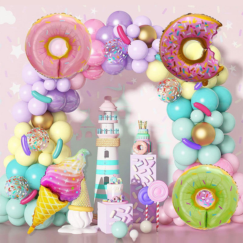 Set 124 Baloane, Flippy, din Latex si Folie de Aluminiu, Model Candy, Diferite Marimi, Multicolor [3]