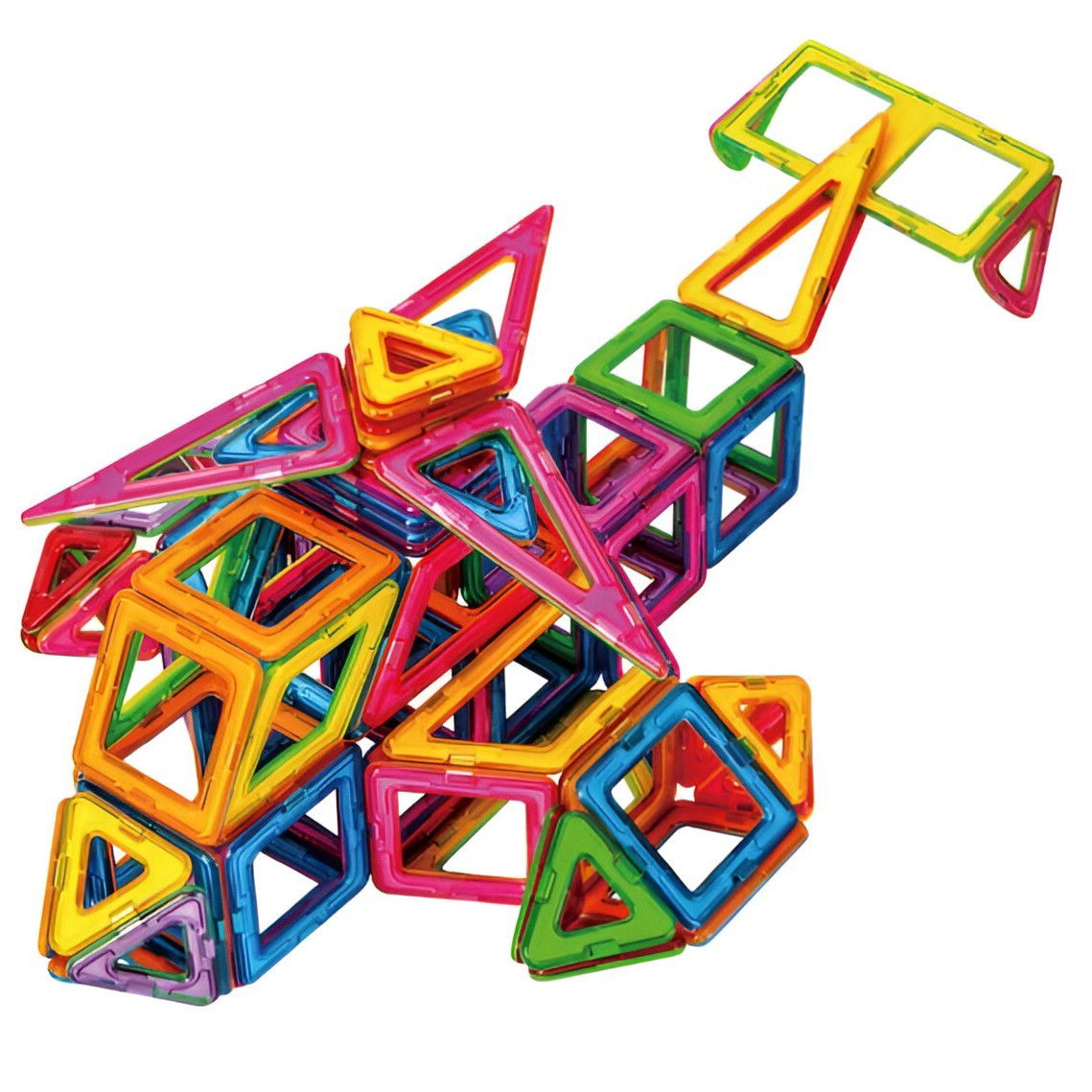 Jucarii si Jocuri - Set 148 Piese Magnetice de Constructie, Flippy, Piese Medii, Magnetic Blocks, Forme Geometrice, 3 Ani, ABS, Magnet, 25 x 17.8 x 10 cm, Multicolor