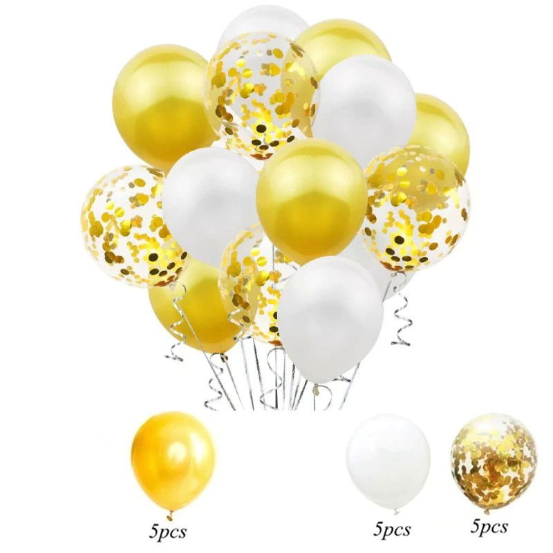 Set 15 baloane pentru petrecere, Flippy, alb/auriu, 30 cm [3]