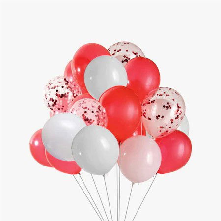Baloane Latex - Set 15 baloane pentru petrecere, Flippy, alb/rosu, 30 cm
