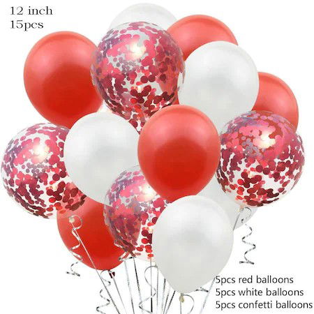 Set 15 baloane pentru petrecere, Flippy, alb/rosu, 30 cm [3]