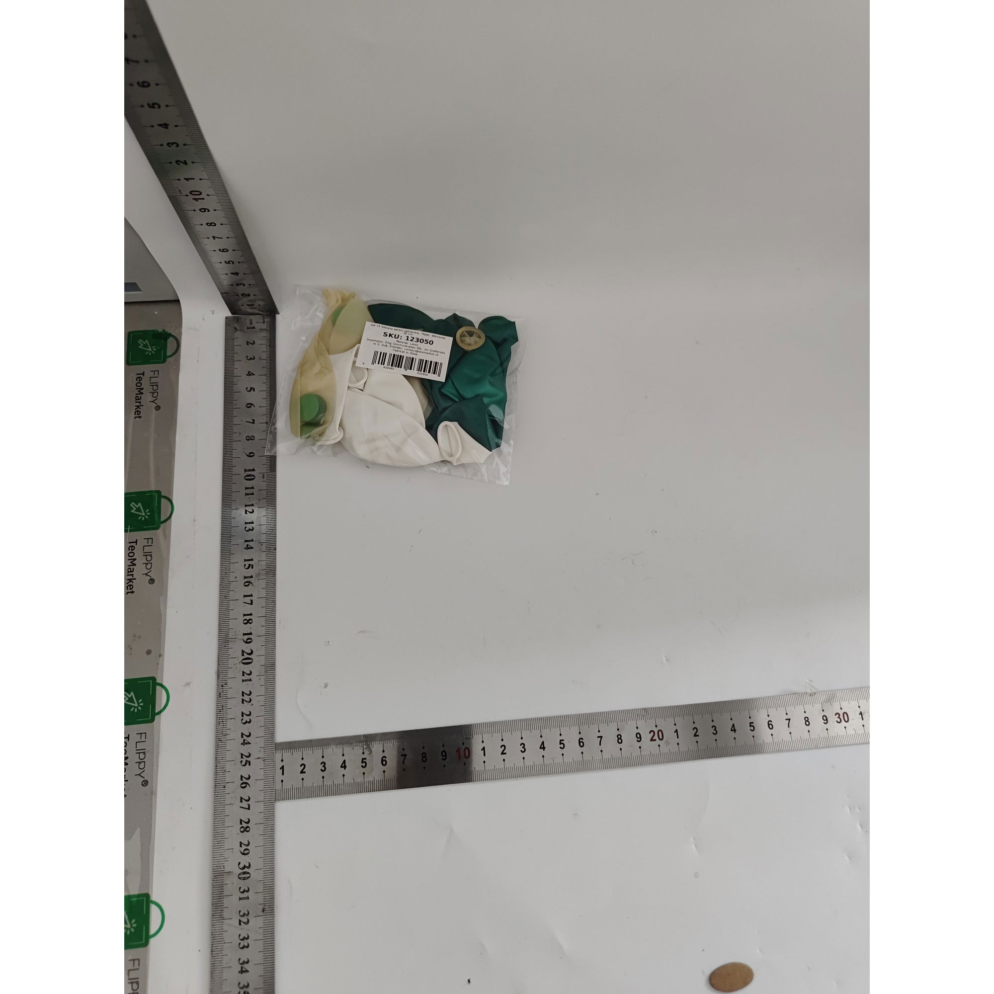 Set 15 baloane pentru petrecere, Flippy, alb/verde, 30 cm [5]