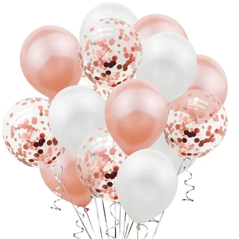 Petrecere - Set 15 baloane pentru petrecere, Flippy, rose gold/ alb, 30 cm