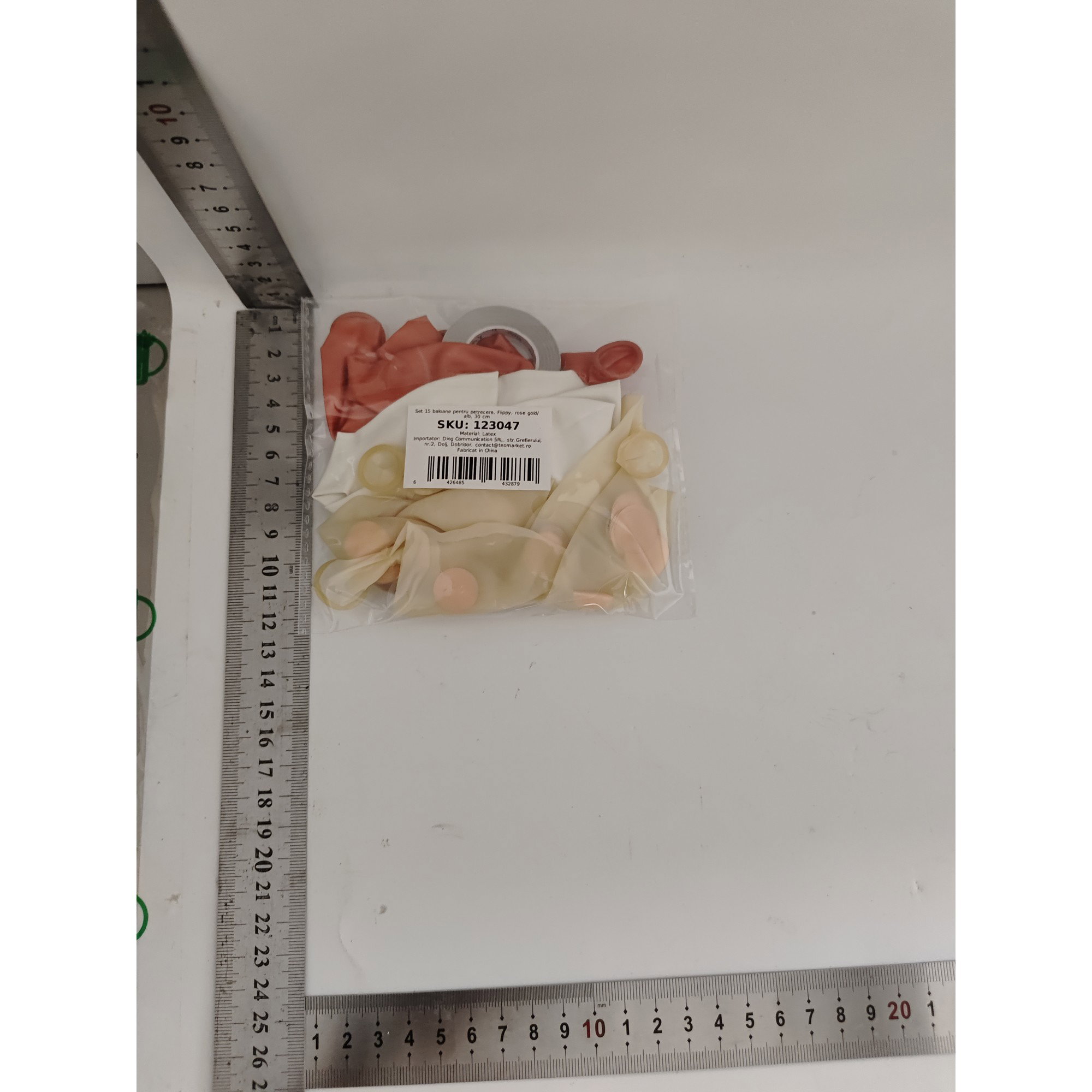 Set 15 baloane pentru petrecere, Flippy, rose gold/ alb, 30 cm [6]