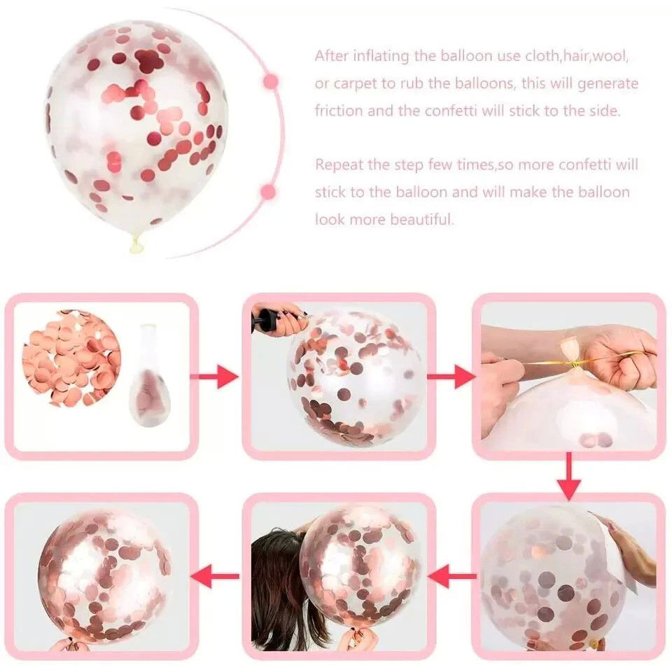 Baloane Latex - Set 15 baloane pentru petrecere, Flippy, rose gold/ alb, 30 cm