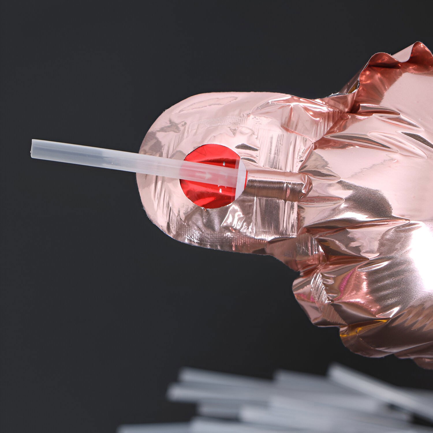 Accesorii Baloane - Pai pentru Baloane din Folie, Flippy, Pai din Plastic pentru Umflarea Baloanelor din Folie, Lungime 8 cm, Transparent