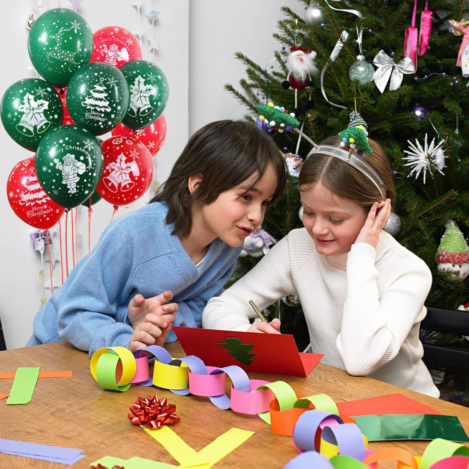 Set 16 Baloane din Latex, Flippy, Model Merry Christmas, Tematica Craciun, 25 cm, Verde Rosu [4]