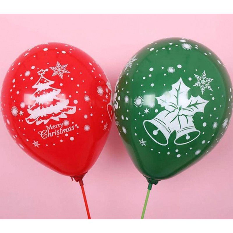 Set 16 Baloane din Latex, Flippy, Model Merry Christmas, Tematica Craciun, 25 cm, Verde Rosu [9]