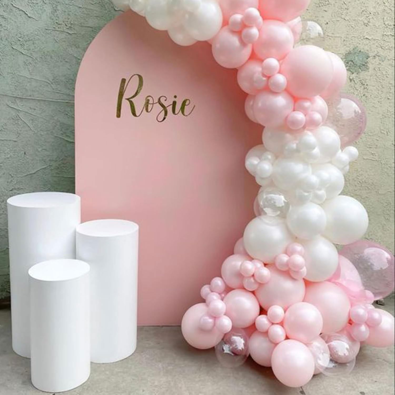 Set 16 Baloane din Latex Metalizate, Flippy, Model Party, 30 cm, Alb, Roz, Roz Chrome, Transparent Confetti 2.8 g [6]