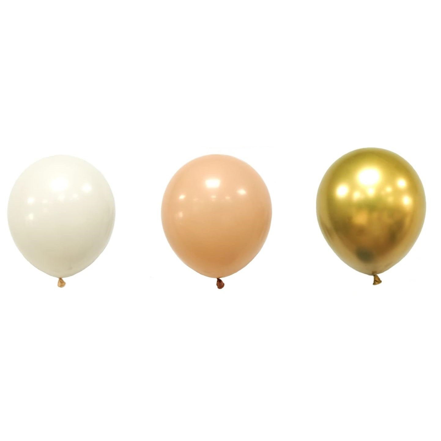 Petrecere - Set 16 Baloane din Latex Metalizate, Flippy, Model Party, 30 cm, Auriu, Bej Inchis si Deschis, 2.8 g