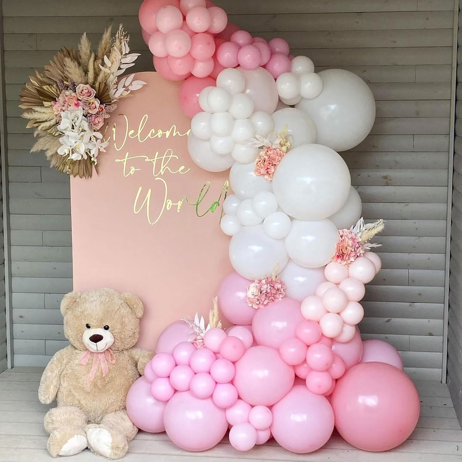 Set 16 Baloane din Latex Metalizate, Flippy, Model Party, 30 cm, Alb, Roz, Roz Chrome, Transparent Confetti 2.8 g [7]