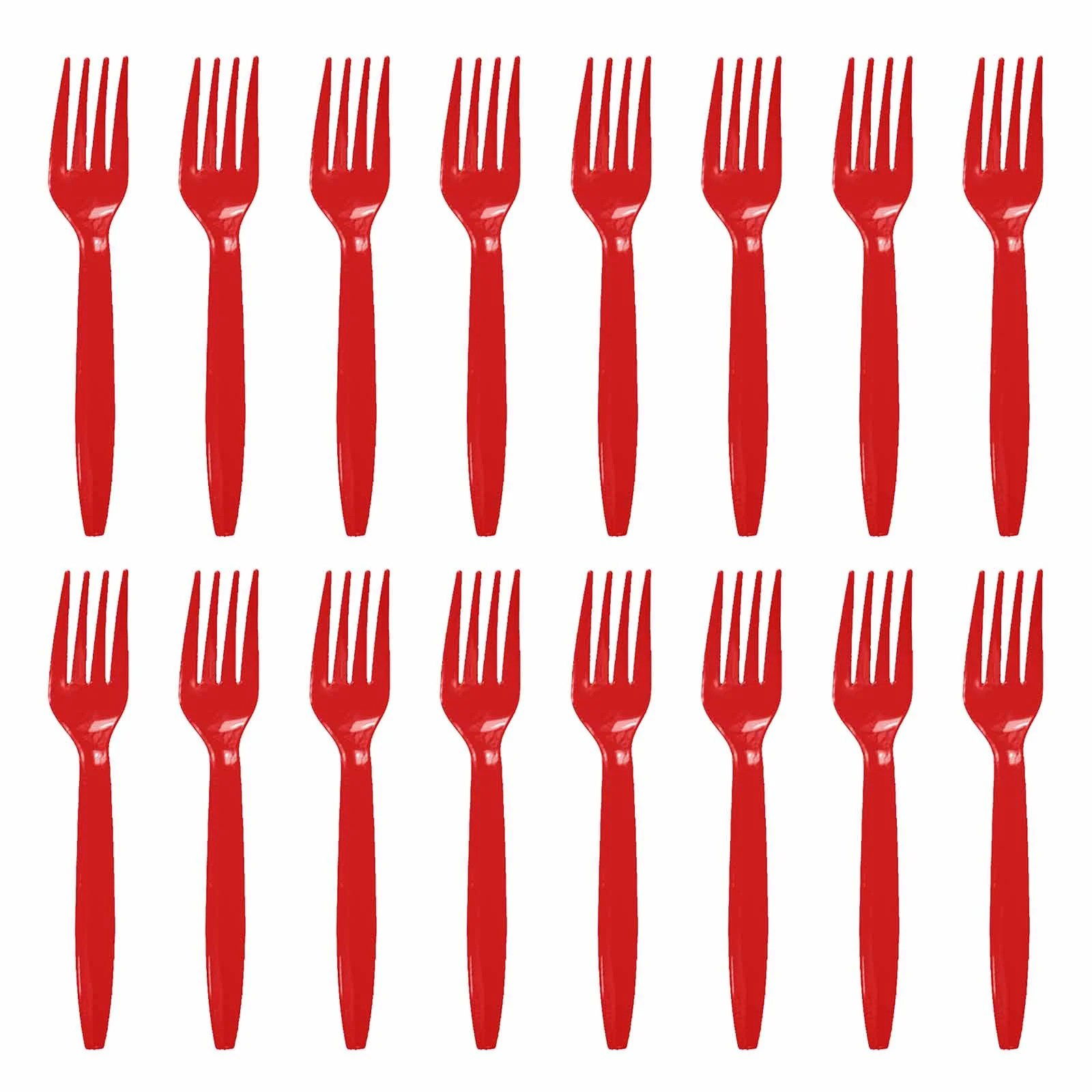 Articole Servire Masa - Set 16 Furculite de Unica Folosinta, Flippy, din Plastic, 15 cm, Rosu