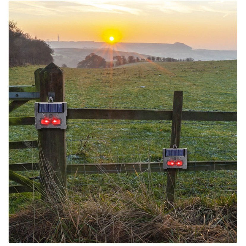 Set 2 Aparate Solare LED cu Ultrasunete, Flippy, Repelent pentru Animale Mari si Mici, Lumina Rosie si Alba, Anti Rozatoare, Anti Insecte, Frecventa 9-36KHZ, 10.2 x 10.6 x 2.8 cm, Negru [3]