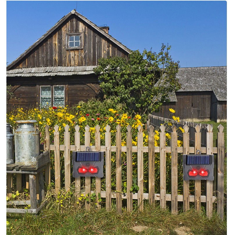 Set 2 Aparate Solare LED cu Ultrasunete, Flippy, Repelent pentru Animale Mari si Mici, Lumina Rosie si Alba, Anti Rozatoare, Anti Insecte, Frecventa 9-36KHZ, 10.2 x 10.6 x 2.8 cm, Negru [4]