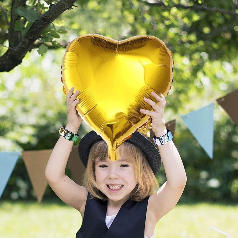 Set 2 Baloane din Folie Metalizata, Flippy, Model Inimi, Tema Ziua Indragostitilor, 45 cm, Ambalaj Individual, Pai Inclus, Umflare cu Aer sau Heliu, Argintiu/Auriu [4]