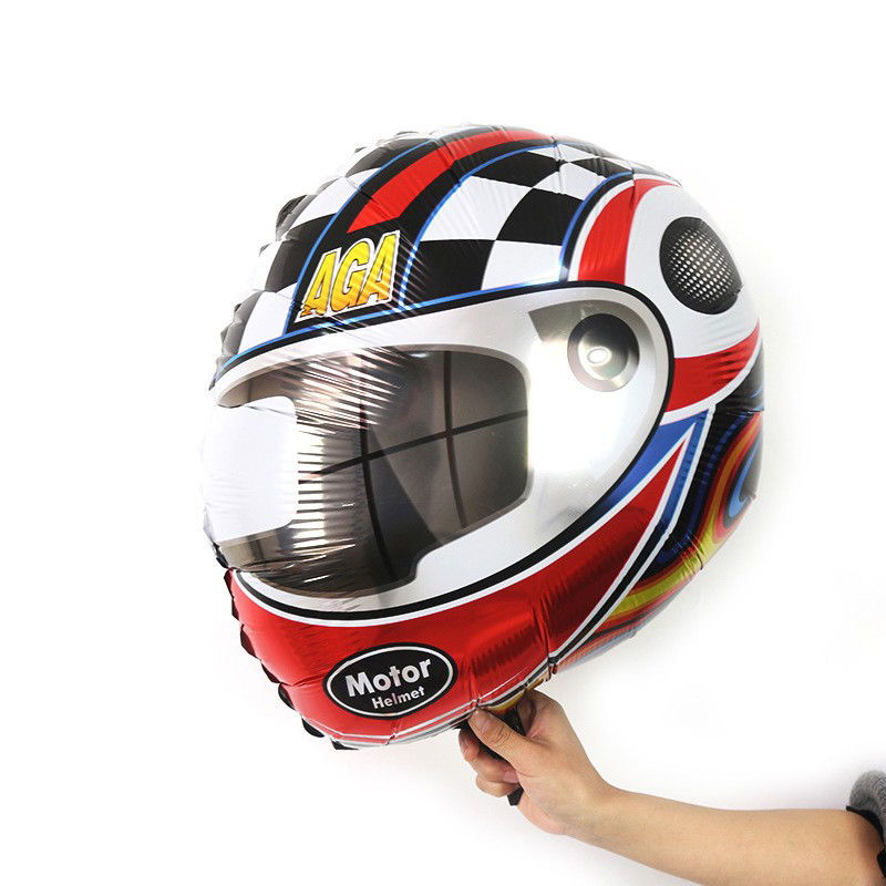 Set 2 Baloane din Folie Metalizata, Flippy, Figurine Cerc si Casca, Model Curse, 75-80 cm cm, Ambalaj Individual, Pai Inclus, Umflare cu Aer sau Heliu, Multicolor [4]