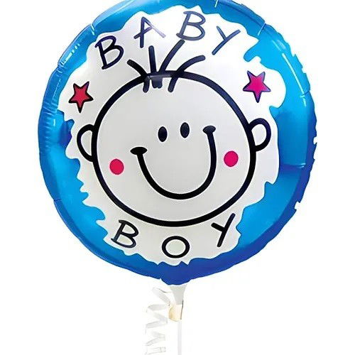 Set 2 Baloane din Folie Metalizata, Flippy, Figurine Stea si Cerc, Tema Botez Baietel, 45 cm, Ambalaj Individual, Pai Inclus, Umflare cu Aer sau Heliu, Albastru [6]