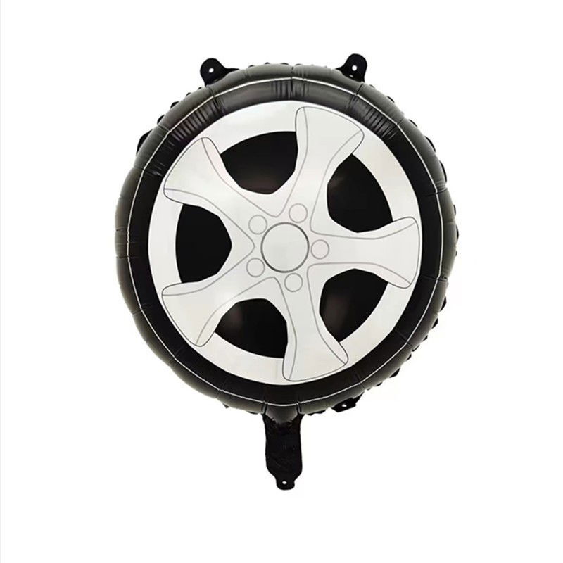 Set 2 Baloane din Folie Metalizata, Flippy, Figurine Roti, Model Masini, 75-80 cm cm, Ambalaj Individual, Pai Inclus, Umflare cu Aer sau Heliu, Negru [3]
