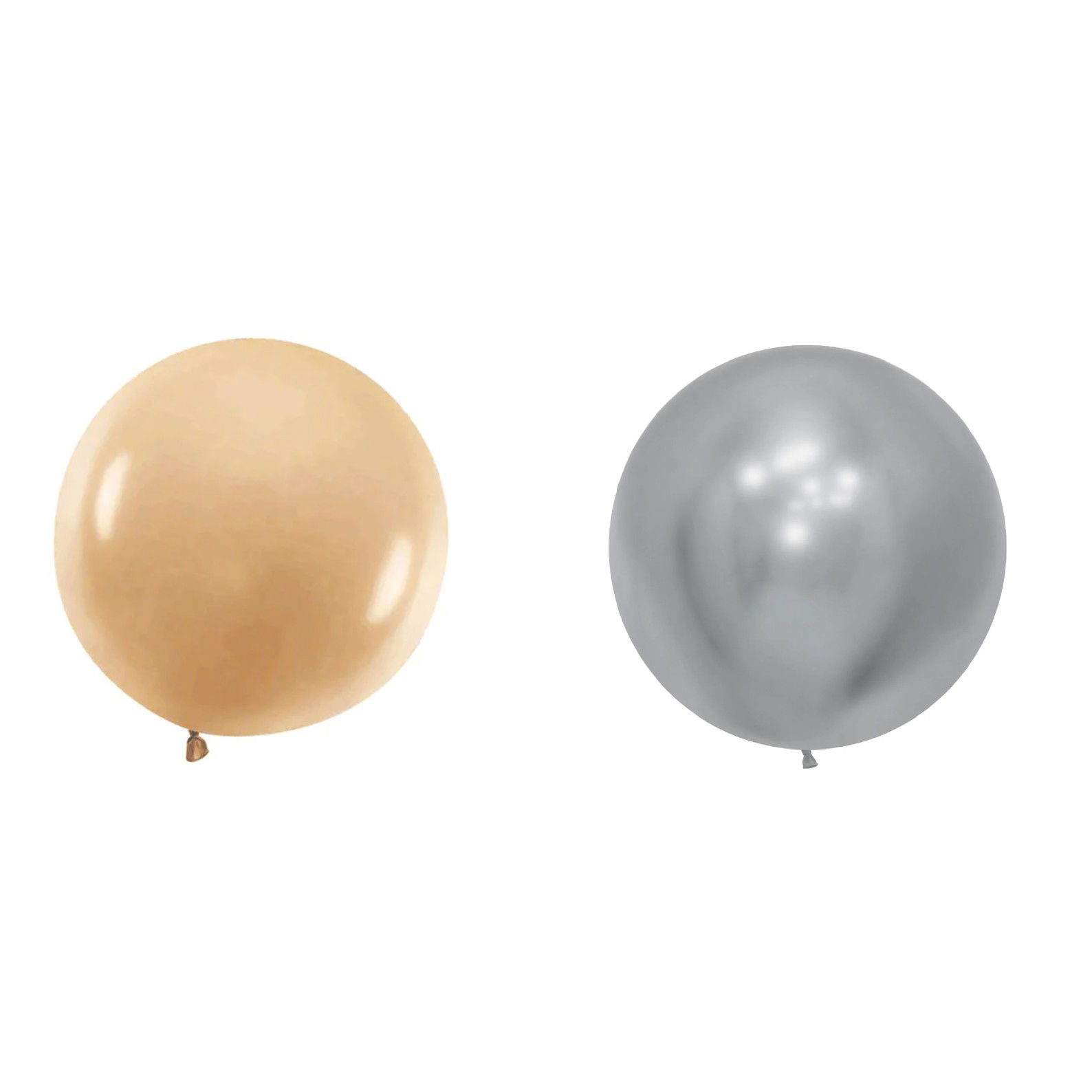 Petrecere - Set 2 Baloane din Latex, Flippy, Model Party Jumbo, 90 cm, Auriu Argintiu, 35 g