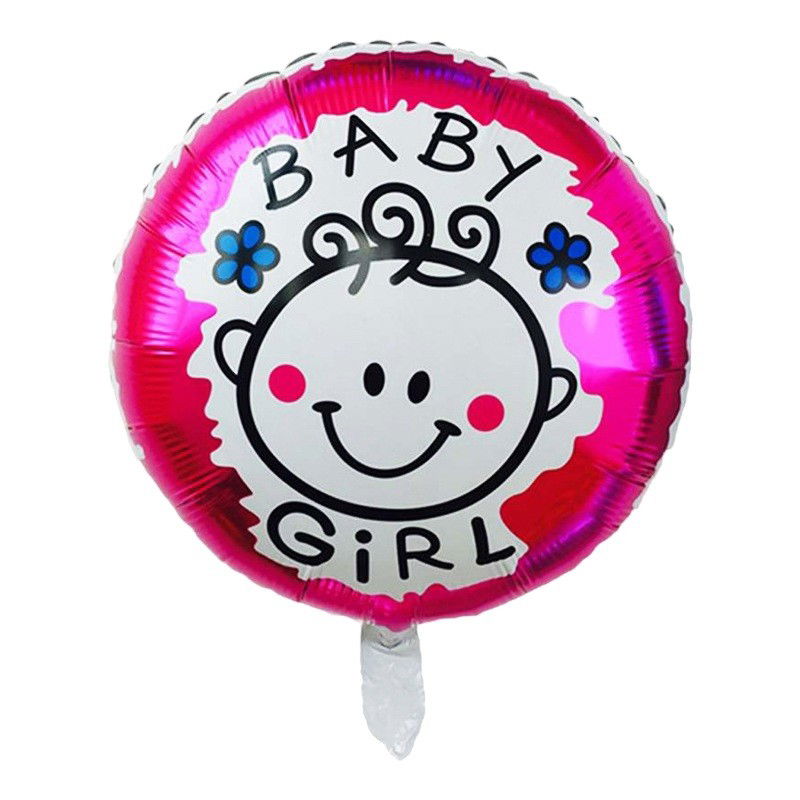 Tematica Fata/Baiat - Set 2 Baloane din Folie Metalizata, Flippy, Figurine Inima si Cerc, Tema Botez Fetita, 45 cm, Ambalaj Individual, Pai Inclus, Umflare cu Aer sau Heliu, Roz