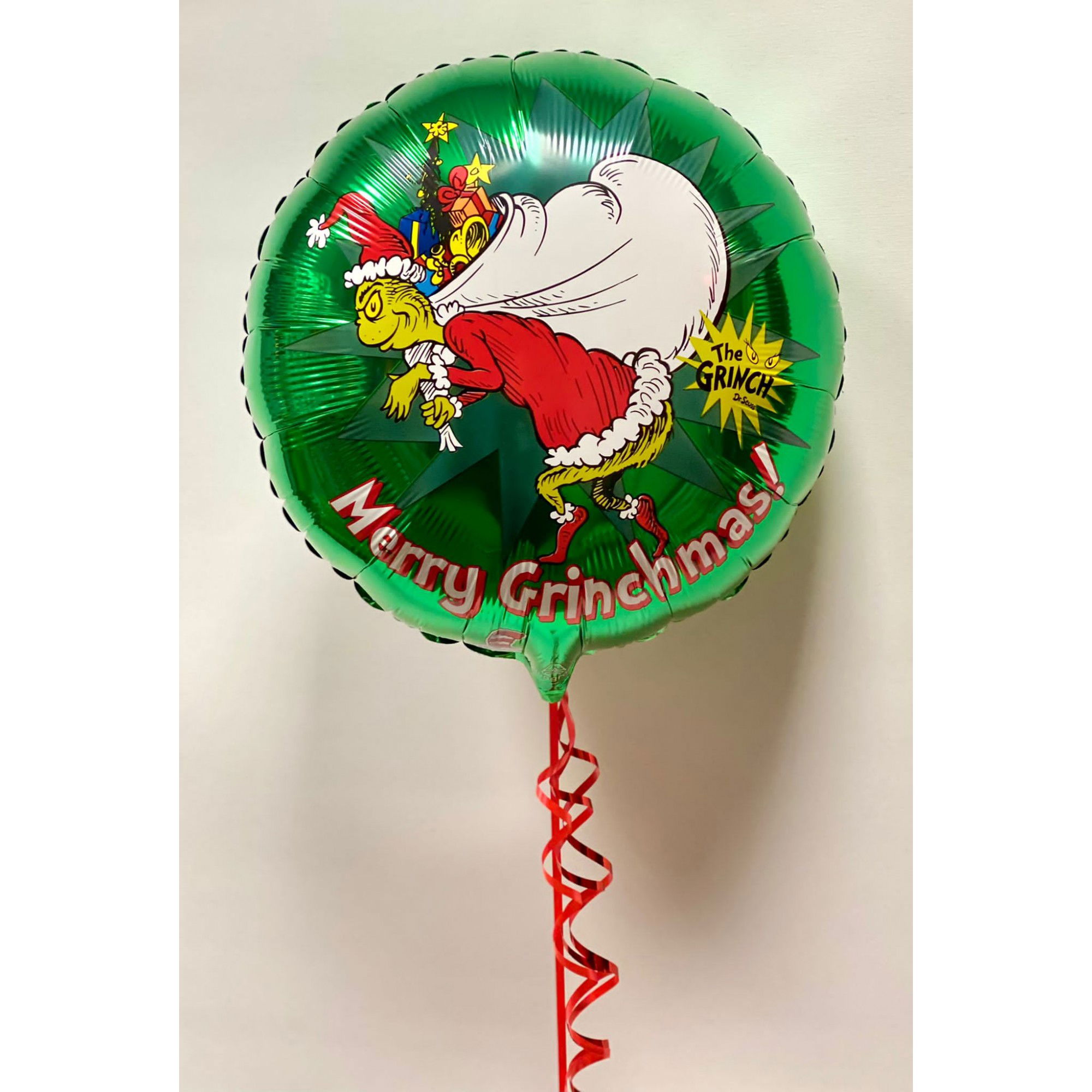 Balon Rotund, Flippy, din Folie de Aluminiu, Tema Craciun, Model Grinch, 44x53 cm, Verde [3]